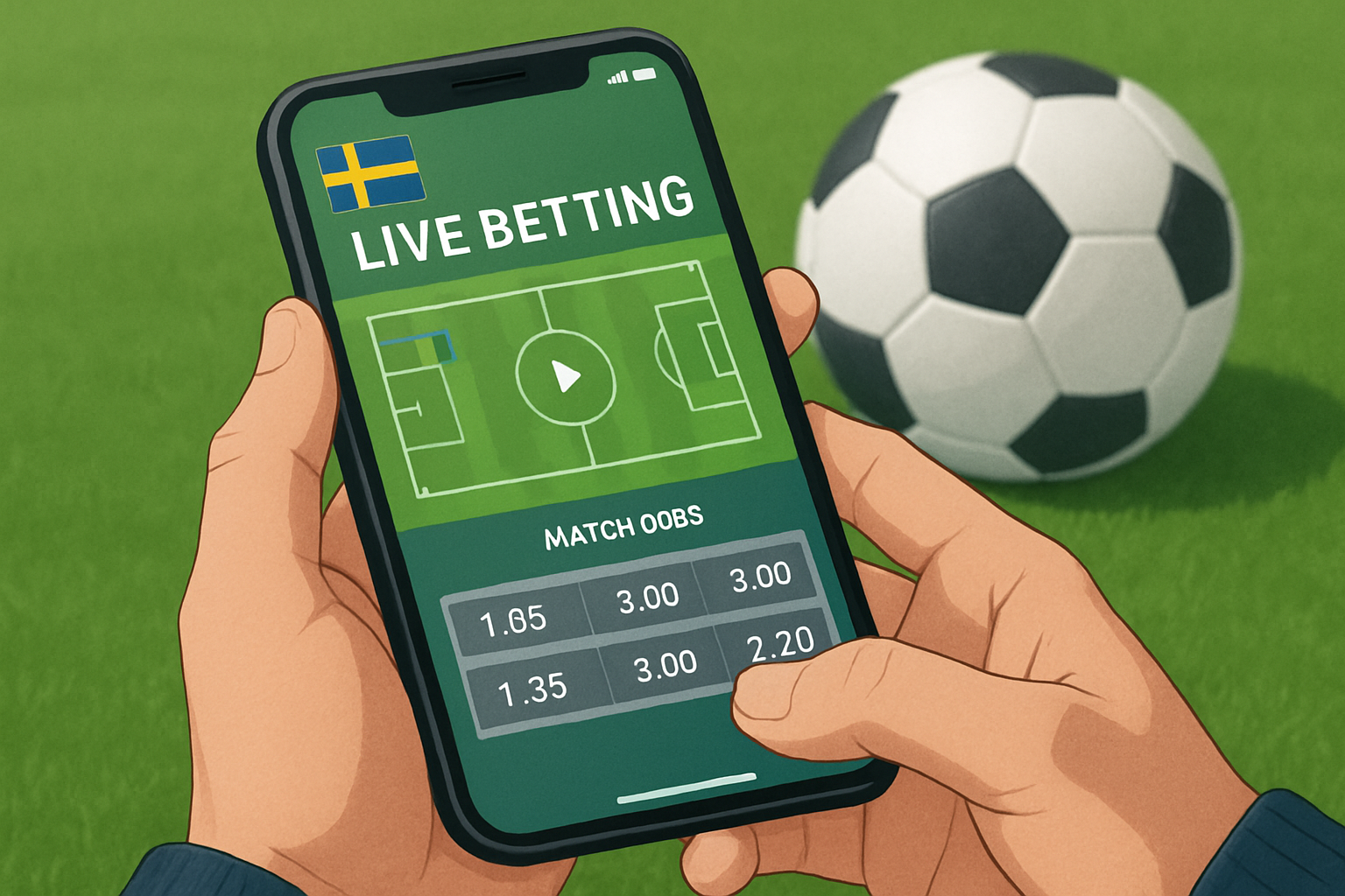 Smartphone showing live sports betting odds for a football match